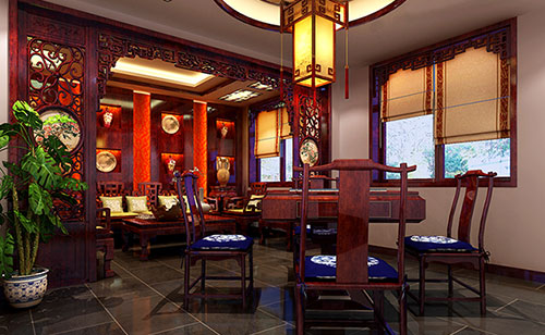 豆河镇古典中式风格茶楼包间设计装修效果图